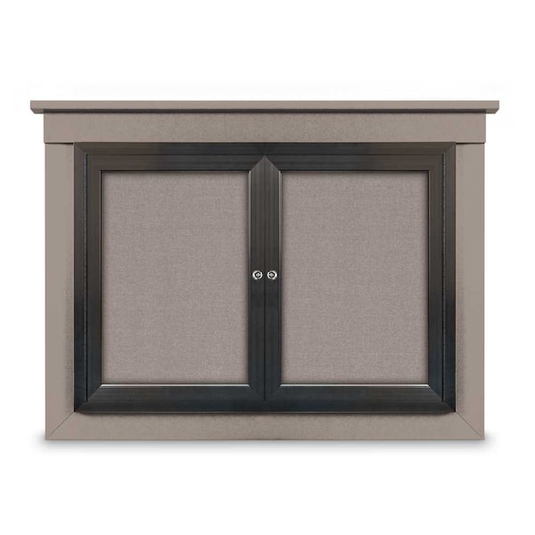United Visual Products 24"x36" 1-Door Enclosed Letterboard, Burgundy Vinyl/Lt Oak UV2621O-LTOAK-BURGUNVL - main